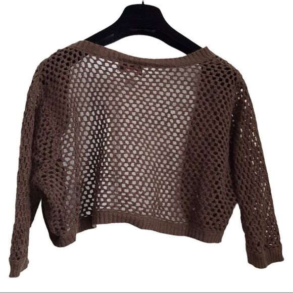 Talbots Crochet Beaded Crop Jacket Brown Size 6 - Picture 3 of 8